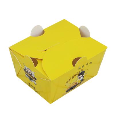 China Ivory Panel Fried Chicken Box To Food 250GSM French Fries Containers Box Disposable Foldable White Cardboard Takeout Box for sale