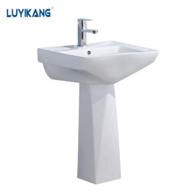 China Y9064 Modern Ceramic Floor Stand Sink Bathrooms Basin Two Piece Pedestal Hand Wash Basin for sale