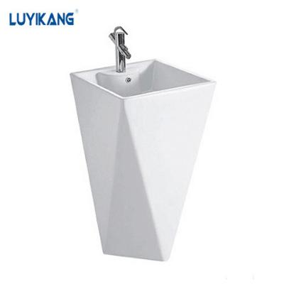 China Y9075 Modern Ceramic Bathroom One Piece Sink Modified Pedestal Wash Basin Marble Sink for sale