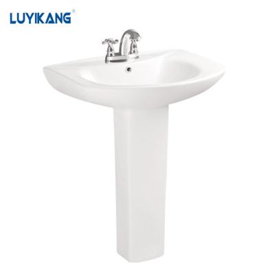 China Y9069 Modern High Quality Ceramic Square Basin Sink Pedestal White Wash Basin With Stand for sale