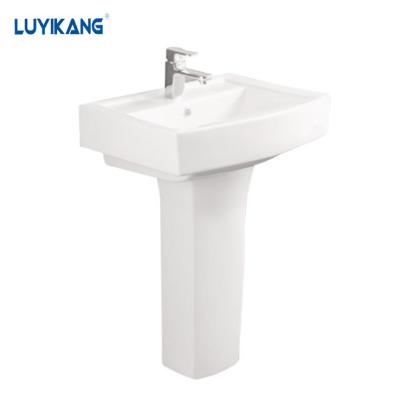 China Wholesale Modern Sanitary Ware Two Piece Round Bathroom Free Standing Hotel Y9074 Hand Wash Pedestal Pedestal Ceramic Sink Basin for sale