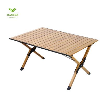 China Hanser LC-102 High Quality Foldable Outdoor Furniture Portable Roll Up Lightweight Picnic Aluminum Folding Table For Camping Hiking for sale