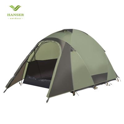 China Hanser LC-504 Portable Easy-carry Outdoor Tent Hiking Camping Tent Picnic Tent 2 Person Double Layer Double Doors Tent With Screen Room for sale