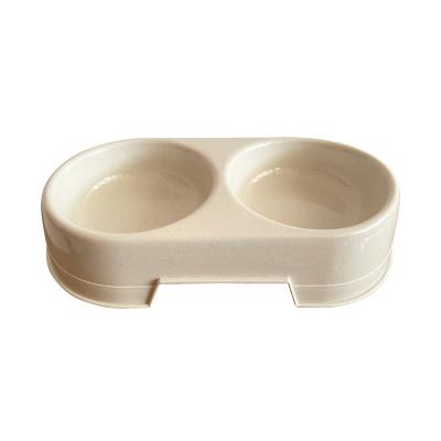 China High Quality Stored Hanser AN-2-2 Pet Food Bowl Water Bowl Round Double Feeder Indoor Plastic Pet Bowl Cats Drinking Feeding Bowl for sale