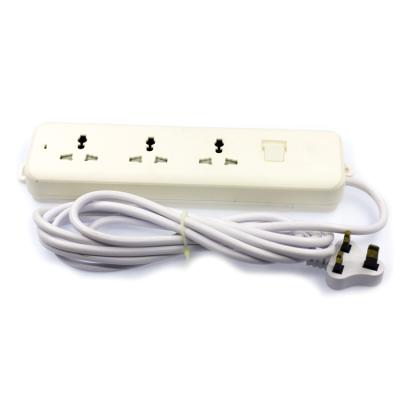 China 3 Way Universal Power Socket Single Switch Residential / General Purpose Extension Cord , UK Plug 0.75mm2*5m Cord for sale