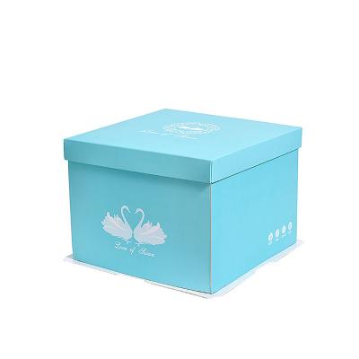 China Single layer recycled materials three-in-one cake box paper swan 6/8/10/12 inch birthday packaging box for sale