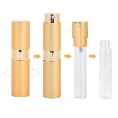 China EBI Cosmetic Aluminum Bottles Perfume Refillable Spray Atomizer Pocket Travel Twist Up Bottle 8ml for sale