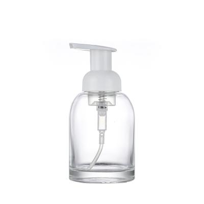 China STOCK 250ml 8oz Refillable Glass Hand Soap Foaming Bottle With Plastic Pump for sale