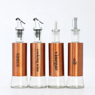 China Easy Operate Cheap Olive Oil Dispenser And Dispenser And Vinegar Sauce Bottles With Stainless And Glass Bottle for sale