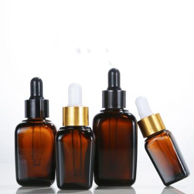 China Personal Care 10ml 15ml 20ml 30ml 50ml 100ml Glass Personal Care Square Shape Essential Oil Bottle Dropper Bottle Amber Bottle for sale