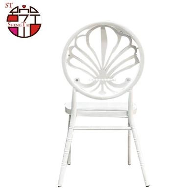 China High Quality Removable Cover White Metal Peacock Chair Wedding Stacking Chair for sale