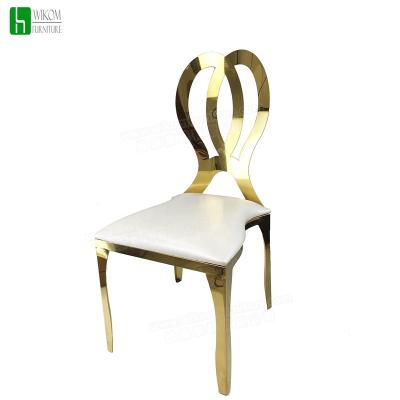 China Modern Design Luxury Banquet Furniture Gold Stainless Steel Stackable Dining Chair WK-SS013 for sale