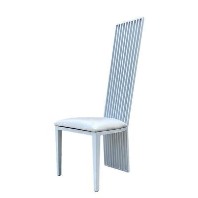 China New Design Stainless Steel Style Banquet Chair Modern European High Back Straight Hotel Wedding High Back Dining Chairs for sale