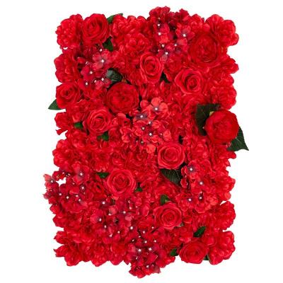 China Fashional Rose Artificial Flower Backdrop Wall Silk Artificial Flowers for Wedding Decoration for sale