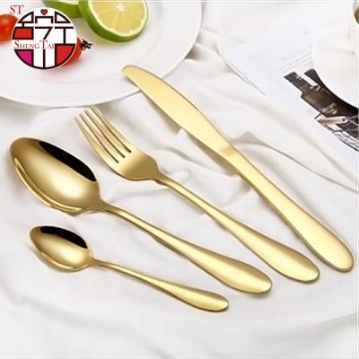 China (Others) Gold Adjustable High Quality Spoon And Fork Set Stainless Steel Cutlery Set for sale