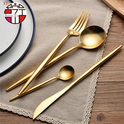 China 304 Stainless Steel Matte Gold Cutlery Set (The Other) Adjustable High End Luxury Royal Treble Cue for sale