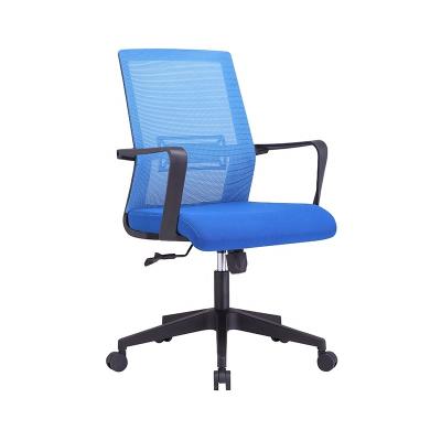 China Adjustable Modern High Quality Furniture Blue Mesh Back Office Chair Armrest Movable Office Chair (Height) for sale