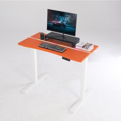 China HCYZ Adjustable Height Adjustable Computer Desk Adjustable Height Racing Table RGB LED Computer Gaming Orange Racing Desk For Gamers for sale