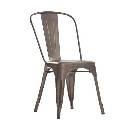 China Cooling Iron Frame Side Dining Chair Free Sample Chrome Brown Metal Style Modern Cafe Room Furniture Pcs for sale