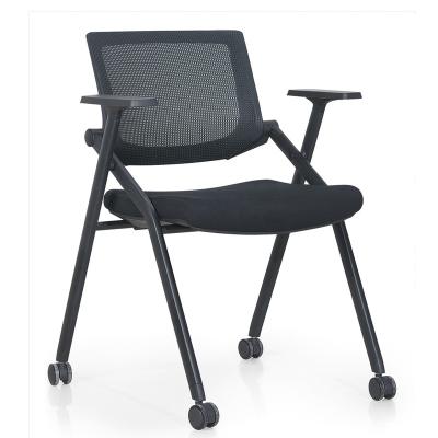 China HCYZ New Design (Height)Adjustable Office Stacking Chair With Frame Modern Black Metal Training Chair Conference Chair With Wheel for sale