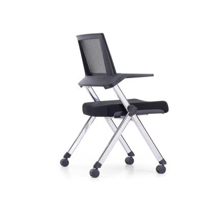 China HCYZ New Style Folding Foldable Black Office Chair Mobile Conference Office Mesh Chair for sale