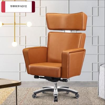 China Wholesale Black Luxury Modern Adjustable Chair High Back Boss Genuine Leather Chair (Size) Office Manager Chair for sale