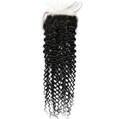 China Kinky Curly No Knots Double Curly 5x5 Hair Extension 100% Shedding Closure for sale