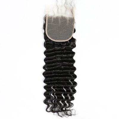 China Hot Sale Good Quality Deep Wave Soft Touch Lace Closure Hair Size 5x5 For Cheap for sale