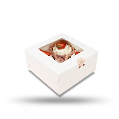 China Custom Recyclable Wedding Cookie Dessert Hole Folding Package Insert Cupcake Paper Box for sale