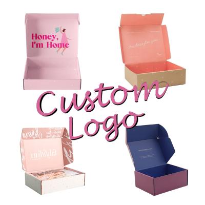 China Recyclable custom luxury pink logo delivery hellofresh cardboard mailer packaging paper box for clothing for sale