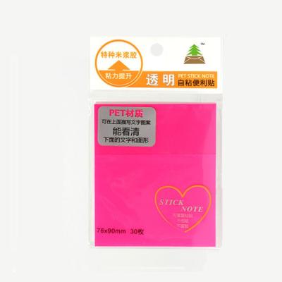 China Custom Self-adhesive Sticky Neon Acrylic Clear Memo Pad Color Print Notes PET 3*3 Sticky Notes Holder for sale