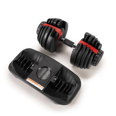 China Black Dumbbell Factory Direct Sale Fitness Equipment 24KG Adjustable Dumbbell Set for sale