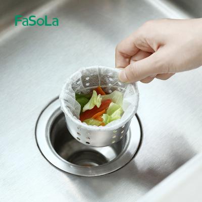 China Fasola Sink Drain Hole Waste Strainer Mesh Disposable Garbage Bag Bathroom Viable Kitchen Waste Bin Filter for sale