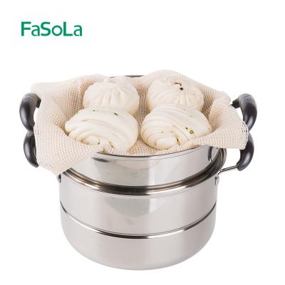 China FaSoLa Viable Pure Cotton Steamer Cloth Around Mesh Gauze Pad Reusable Steamed Mat For Non-Stick Pastry Dim Sum Steamer Food for sale