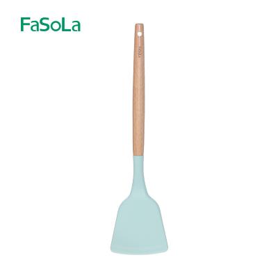 China Sustainable Personalized Fasola Food Grade Silicone Spatula With Beech Handle for sale