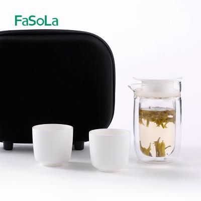 China FaSoLa Portable Outdoor Travel Drinkware Tea Cup Stocked Glass Drinking Set for sale