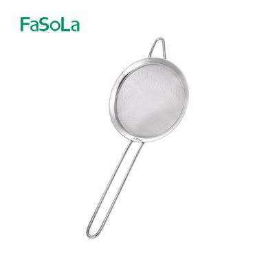 China Fine Mesh Food Strainer Stainless Steel Tools FaSoLa 14cm Stocked Kitchen Cooking And Baking Straine for sale