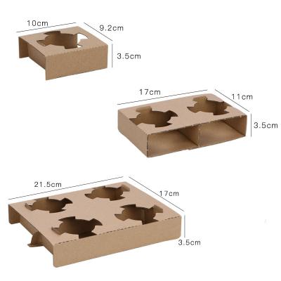 China Disposable Strong Corrugated Disposable Paper Cup Holder 4 Cup Tray For Carry Coffee Gold Tea for sale