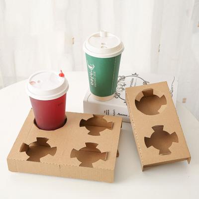 China Qianheng Logo Printing Disposable Compostable Fast Food Disposable Custom Drink Take Out Cardboard Paper Cup Holder for sale