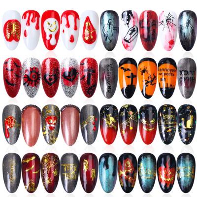 China New Arrival Fashionable Designer Qianheng Designer Halloween Cartoon Flourescence 3D Nail Art Sticker For Nail Glitter Decoration for sale