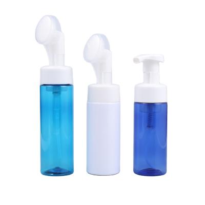 China Cosmetic Hot Sale 200ml 220ml Silicone With Brush Foam Cleansing Plastic Bottle for sale