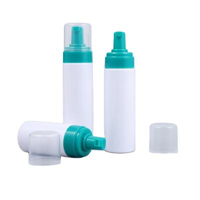 China 100ml 150ml 180ml Cosmetic Popular White Green Pressed Foam Plastic Bottle for sale