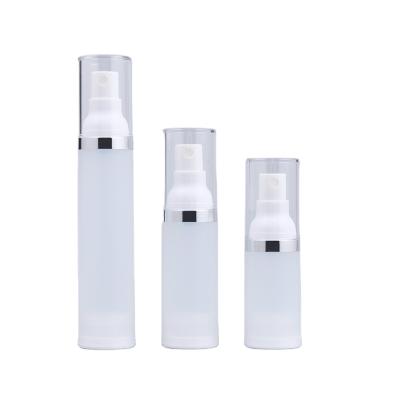 China Hot Sale 15ml 30ml 50ml Cosmetic Silver Rim Cosmetic Underbottling Airless Bottle for sale