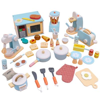 China Wholesale Hot Sale Eco-friendly Material Realistic Wooden Play Kitchen Cooking Set Toys For Kids for sale