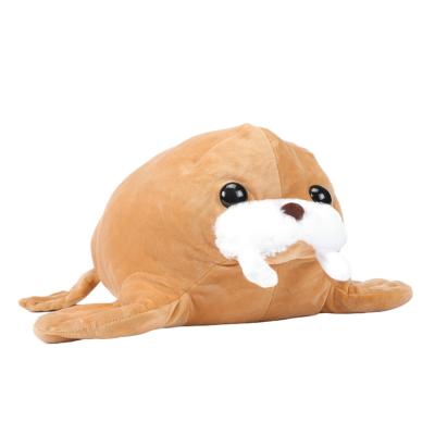 China 45cm Brown Toy Walrus Plush Pillow High Quality Soft Cute Stuffed Sea Animal for sale