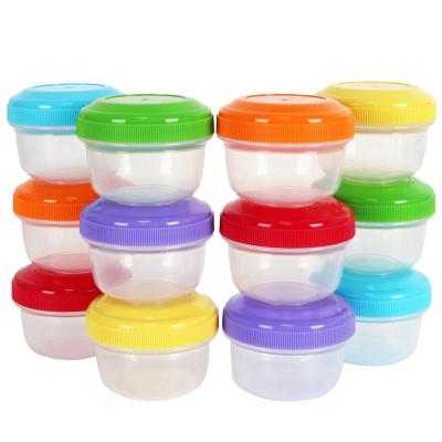 China Amazon Best Seller BPA Free Leakproof Baby Food Container Plastic Jars 12 PCS Set 4 Ounces With Colored Lids for sale