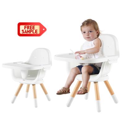 China Solid Wood Yobo Design Kids Feeding Chair New 3-in-1 Wooden Baby Dining Chair with Removable Double Tray and Adjustable Legs All Ages for sale