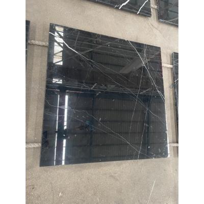 China Modern High Quality Tile Porcelain 100x100 Black Noire Nero Marquina Slab Marble for sale