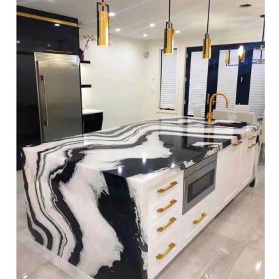 China Modern Hot Sale Polished Panda White Marble Kitchen Countertop , Custom White Marble Countertops With Black Veins for sale