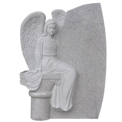 China Angel Pedestal Engraving Tombstone Design Traditional Resting Marble Headstone, White Marble Headstone With Angel Engrave for sale